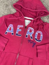 Aeropostale Hoodie Small Zip Up Sweatshirt Pink New York