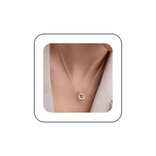 Boho Layered Circle Choker Necklace Interlocking Circle Pendant Necklace Double