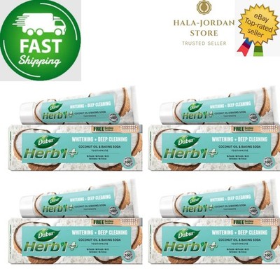 4er Pack X Dabur Herbal Whitening & Deep Cleaning Zahnpasta GRATIS Zahnbürste