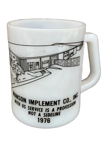 VTG 1976 JOHN DEERE  MANSON IMPLEMENT CO IOWA ADV MILK GLASS CUP