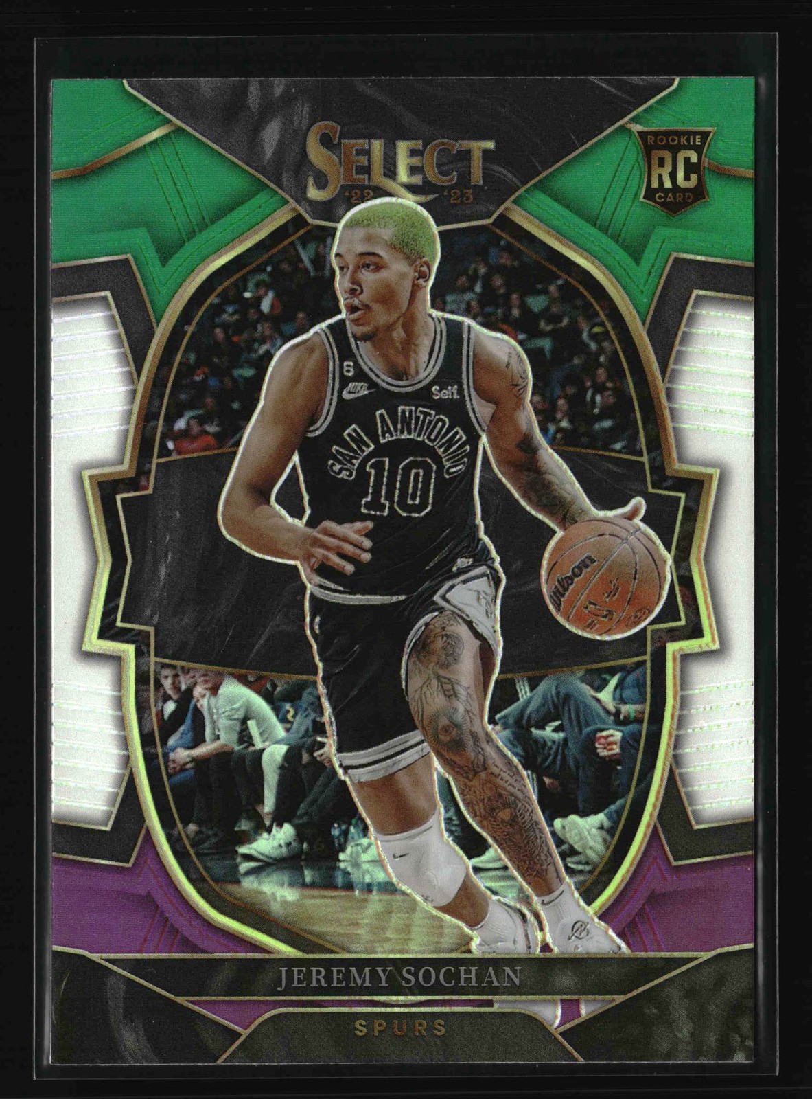 2022-23 Panini Select - Green White Purple Prizms - #86 Jeremy Sochan RC