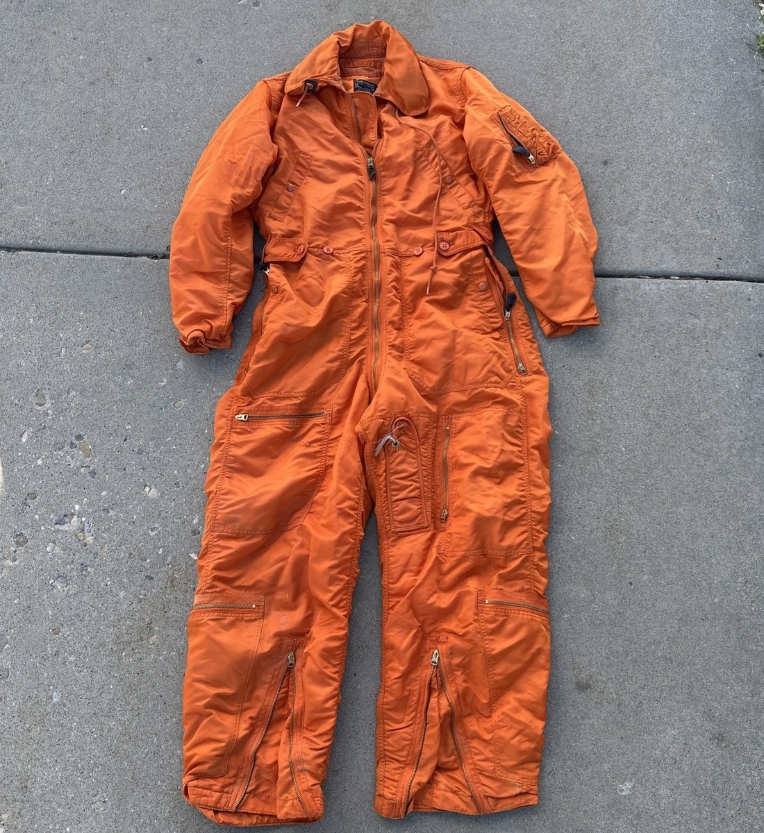 60's U.S.A.F ◎SUIT FLYING MAN'S フライトスーツ Vtg 60s USAF CWU-1/P Flying Coverall Orange Men Medium Long