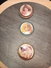 3 Pill Holders Metal Trinket Containers with Lids Travel Size READ