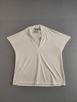 H&M Women Top S Ivory Cowl Neck Dolman Sleeve Stretch Easy Care Pullover Casual