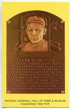 Gold HOF Plaque Postcard - Clark Griffith Washington Senators (1986 Printing)