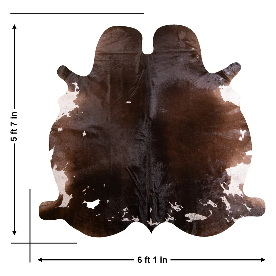Alfombra de cuero de vaca marrón 5x6 pies piel de vaca pelo natural sobre cuero alfombra decoración del hogar Foto 4 de 4