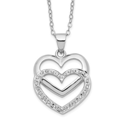 Runde Diamant Mystique Sterlingsilber Doppel Herz Anhänger Halskette