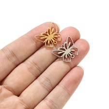 30pcs Gold/Silver Stainless Steel Butterfly Charm Connectors Jewelry Findings