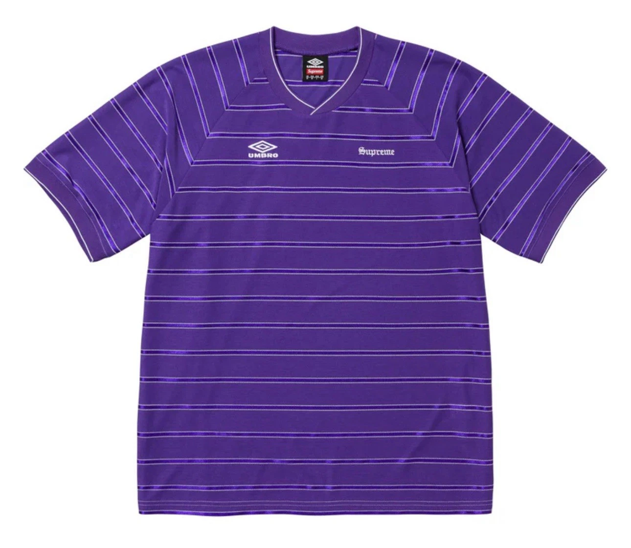 ?NEUF ?Maillot de football Supreme Umbro Stripe SS25 Violet CONFIRMÉ
