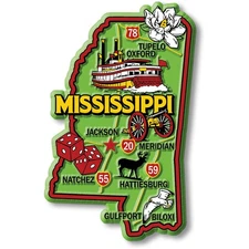 Mississippi Colorful State Magnet by Classic Magnets, 2.4" x 3.7"