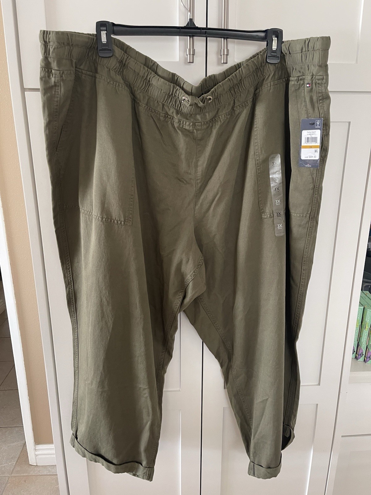 NWT Tommy Hilfiger Womens 3XL Twill Cargo Pants Drawstring Summer Style  