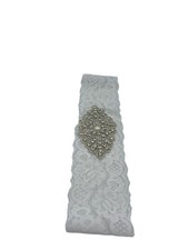 Lace and Rhinestone Garter Plus Size XXL White Wedding 18 in Unstretched