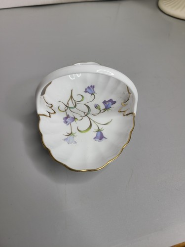 Spode Schmuckstück Bone China Campanula kleine Schale/Korb Jakobsmuschel Goldrand England - Bild 2 von 7