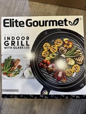 Elite Gourmet Electric Indoor Grill With Glass Lid
