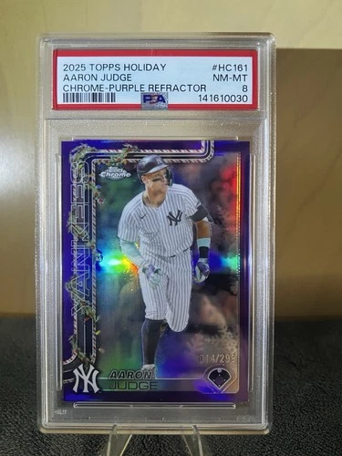 2025 Topps Holiday - Chrome Aaron Judge #HC161 Purple Refractor /299 PSA 8
