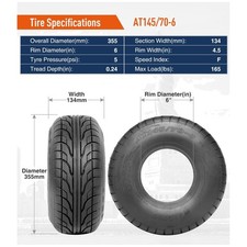 145/70-6 Go Kart Street Mini Bike ATV Tires, Pack of 2