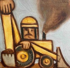 Construction Art Original Painting | Original Art Wall Decor Gift Abstract Art