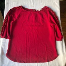 Green Envelope Women’s 3/4 Sleeve Crew Neck Blouse size M, Solid Red,Made in USA