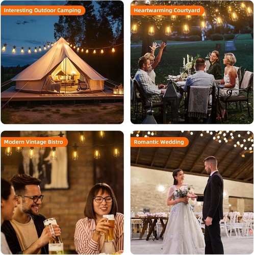 Warm White 100 FT Waterproof Outdoor String Lights with USB Charging & Remote - Picture 10 of 10