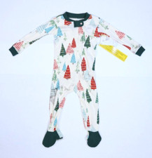 Burt's Bees Baby Snug Fit Pajama Zip Front Non Slip Footed Sleeper Trees 12m