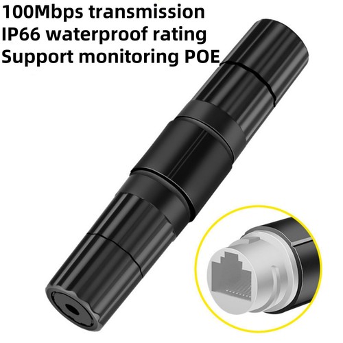 Black Outdoor Waterproof RJ45 Coupler Dual Head IP66 Ethernet Cable Connector 3x - Afbeelding 8 van 16