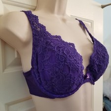Frederick  s of Hollywood Brand Purple Lace Underwire Bra Lingerie SZ 34DD