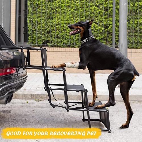 Zento Deals Scala Pieghevole per Cani da Auto - Qualità Premium Regolabile Metallo Nero - Foto 7 di 7