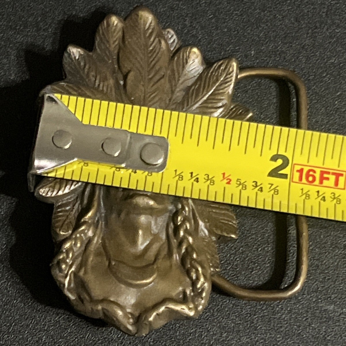 Vintage 1974 Bergamot Brass Works Indian Chief Belt Buckle