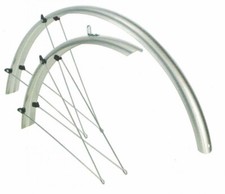 20" / 26" Zoll Fahrrad Schutzblech Set in silber mit Streben vorne hinten