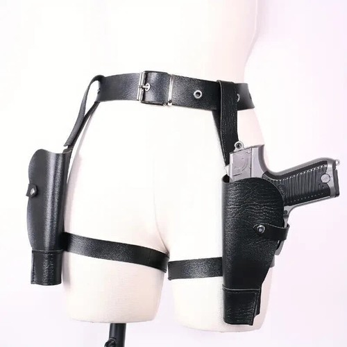 Lara Croft Style Thigh Holster Black Holsters Belt Tomb Raider Cowboy Cowgirl - Picture 4 of 6