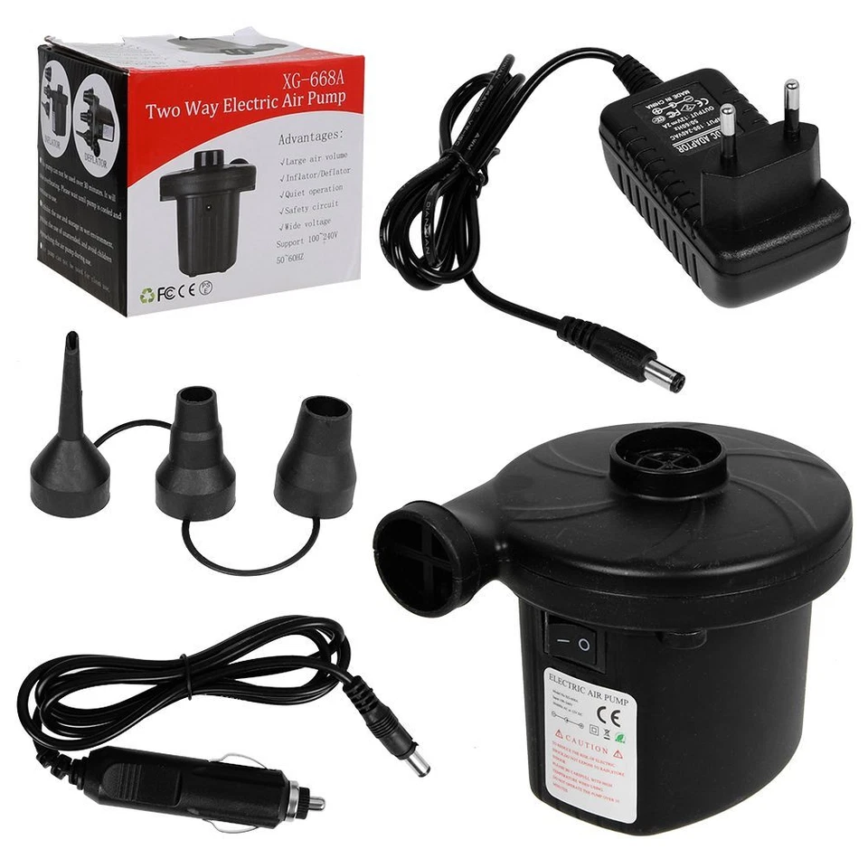 Elektrische Luftpumpe Luftmatratze 12/240V Pumpe Luftbett Schlauchboot Pool Pump - Bild 3 von 4