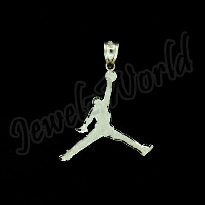 10K Yellow Gold Michael Jordan Jumpman Pendant With 2mm Cuban Link