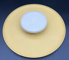 Vintage Tupperware Three Piece Chip and Dip Gold Tray with Lid 492-5