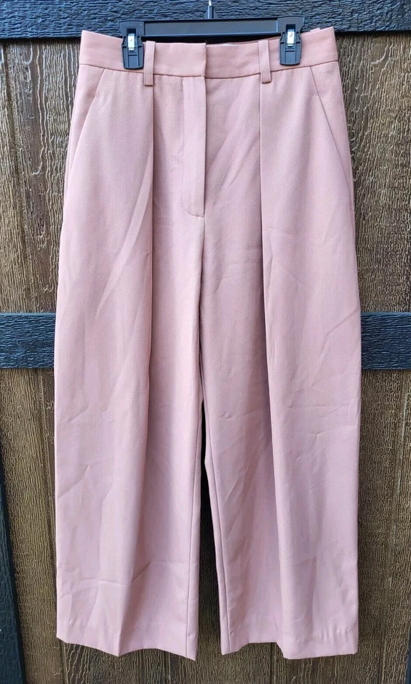 Victoria Beckham Women's High Rise Pleated Wide-Leg Nude-Pink Dress Pants Size 4 - Image 2 of 4