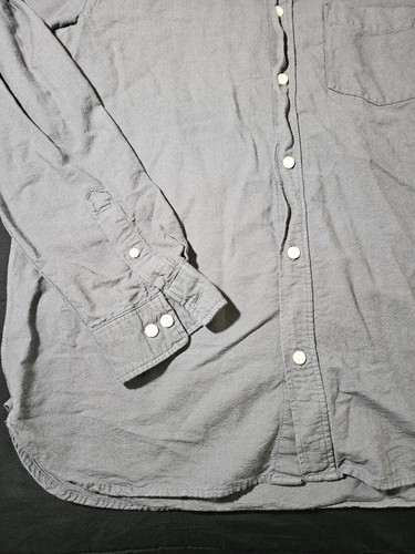 H&M Mens Button Up Shirt Large L Long Sleeve Gray (Cotton Regular Fit) - Picture 4 of 8