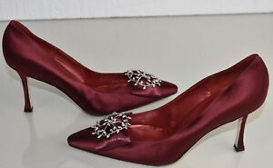 manolo blahnik burgundy shoes