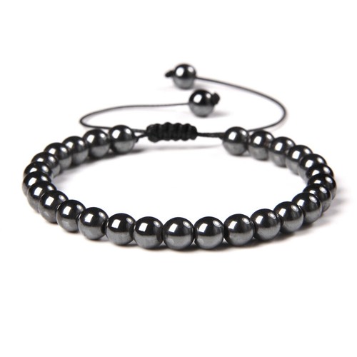 Bracciale Regolabile Perline In Pietra Naturale 6MM Tessuto Rotondo Fatto a Mano - Foto 14 di 104