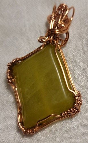 Handmade Wirewrapped Serpentine Necklace With Mixed Metal Chain - Picture 8 of 11