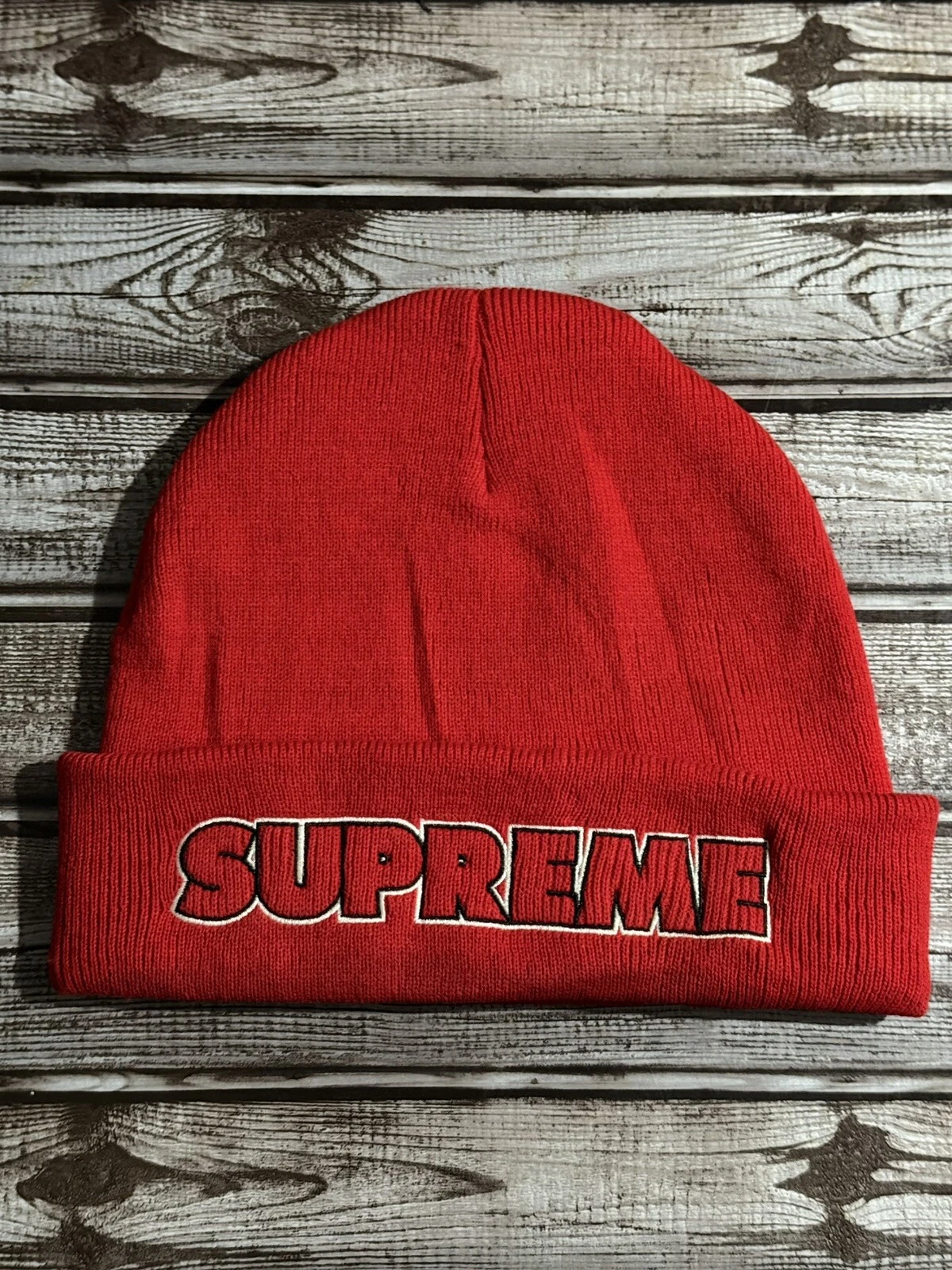 Casquette chapeau d'hiver SUPREME New York Outline Beanie ROUGE renommée mondiale 2019