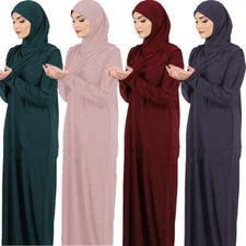 One Piece Muslim Women Prayer Dress Islam Hijab Abaya Khimar Kaftan Kaftan Robe