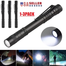 1/2/3Pcs LED Flashlight Clip Mini Light Penlight Portable Pen Torch Lamp New USA