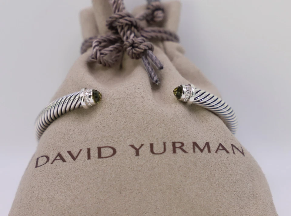 Brazalete pequeño David Yurman de plata de ley de 5 mm con cable limón citrino y diamantes Foto 2 de 4