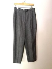 Vtg 100 Wool women's pants black  white Houndstooth preppy geek academia