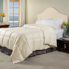 Deluxe Quality 1000 TC Ivory Down Alternative Comforter 100% Cotton Stripes