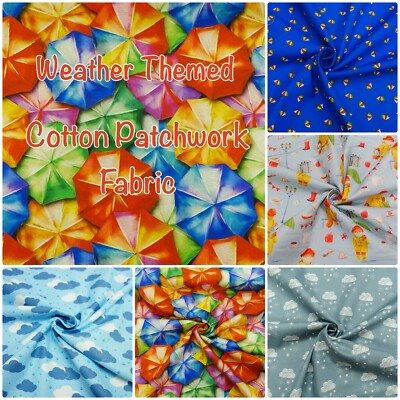 Wetterstoff Regenschirme Motto Sonne Regen Schnee 100% Baumwolle Patchwork Bastelstoff