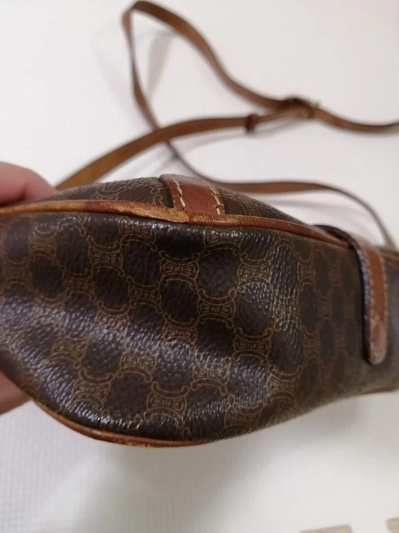 Borsa a tracolla CELINE Macadam Triomphe PVC pelle vintage USATA originale #S2068