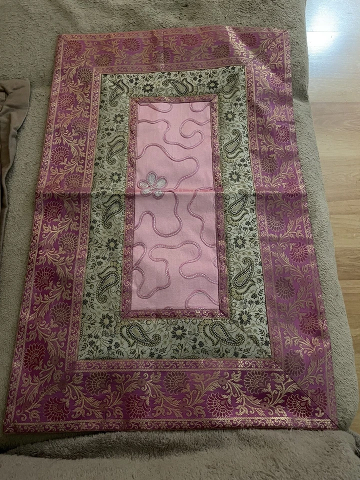 Conjunto de 2 fronhas de travesseiro de cama brocado de seda decoração boêmia feita à mão 17,5 x 26 novo - Imagem 2 de 2