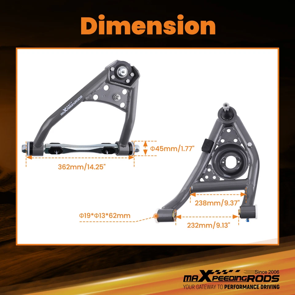 Front Upper & Lower Control Arms Set For 1968-1974 Chevy Nova 67-69 Camaro - Image 4 of 4