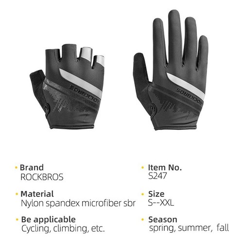 ROCKBROS Cycling Bike Full/Half Finger Short Gloves Shockproof MTB Road Bicycles - Picture 4 of 13