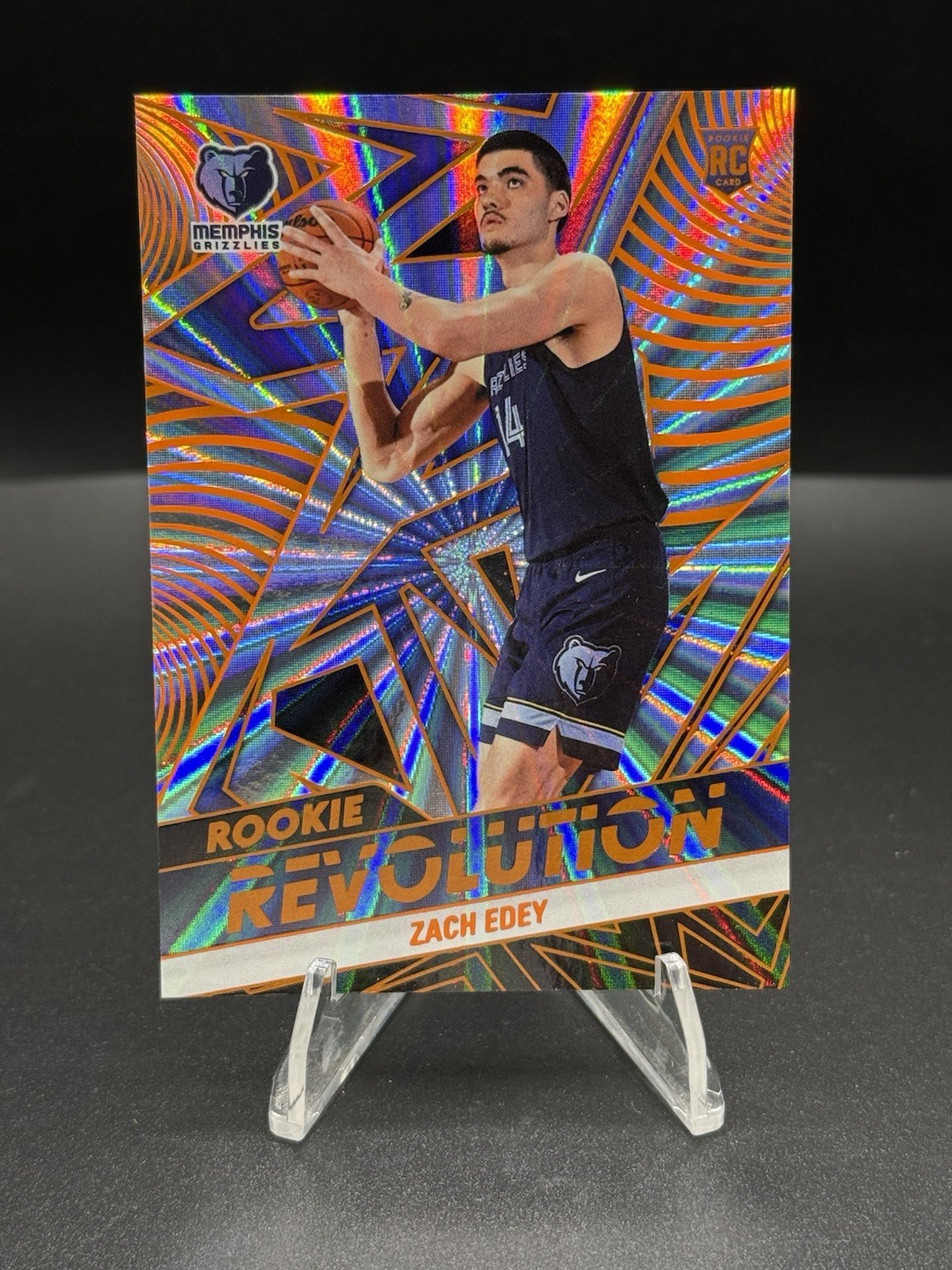 2024-25 Panini Revolution Rookies Zach Edey #134 Sunburst /75 (RC) 75/75 Bookend